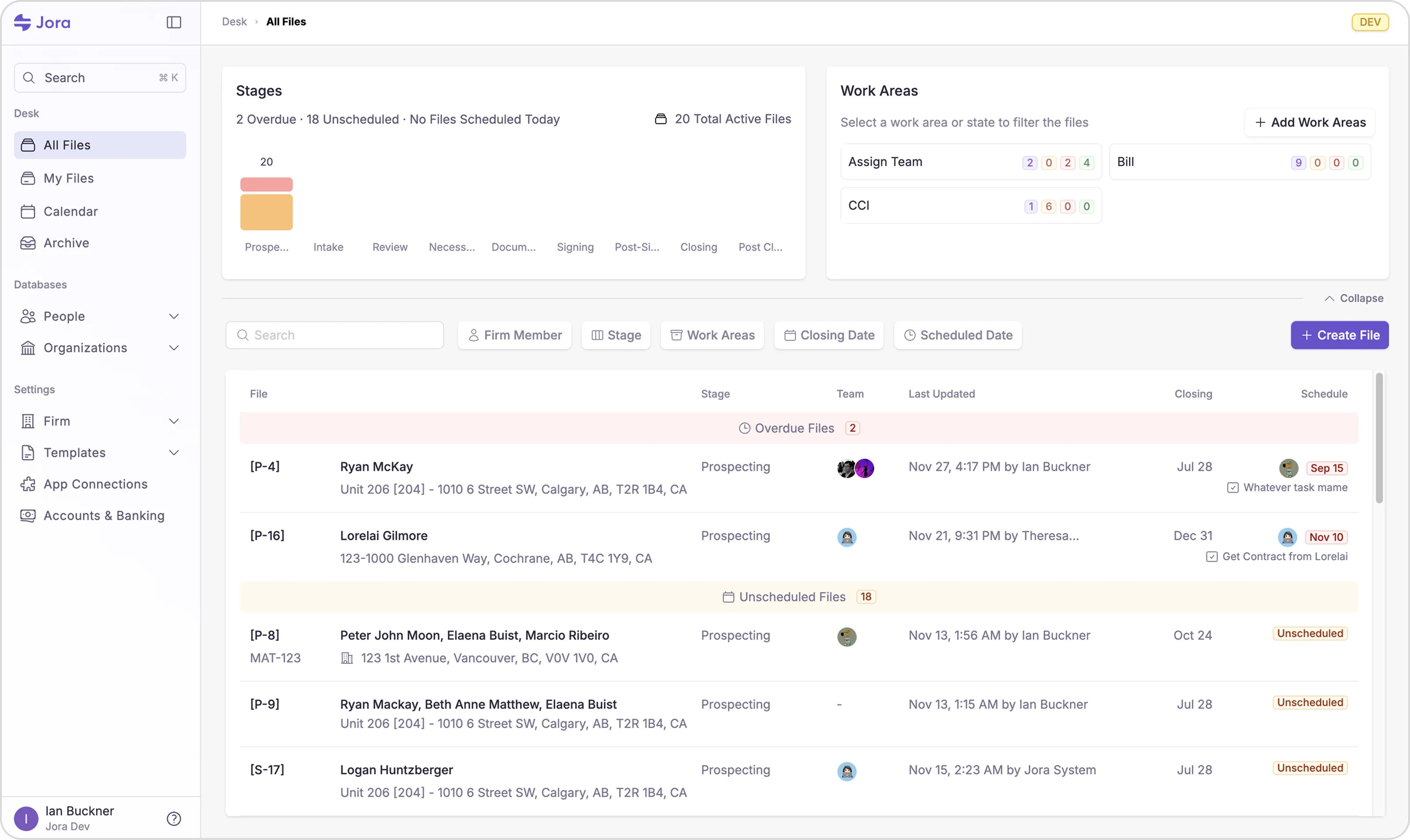 Jora dashboard screenshot