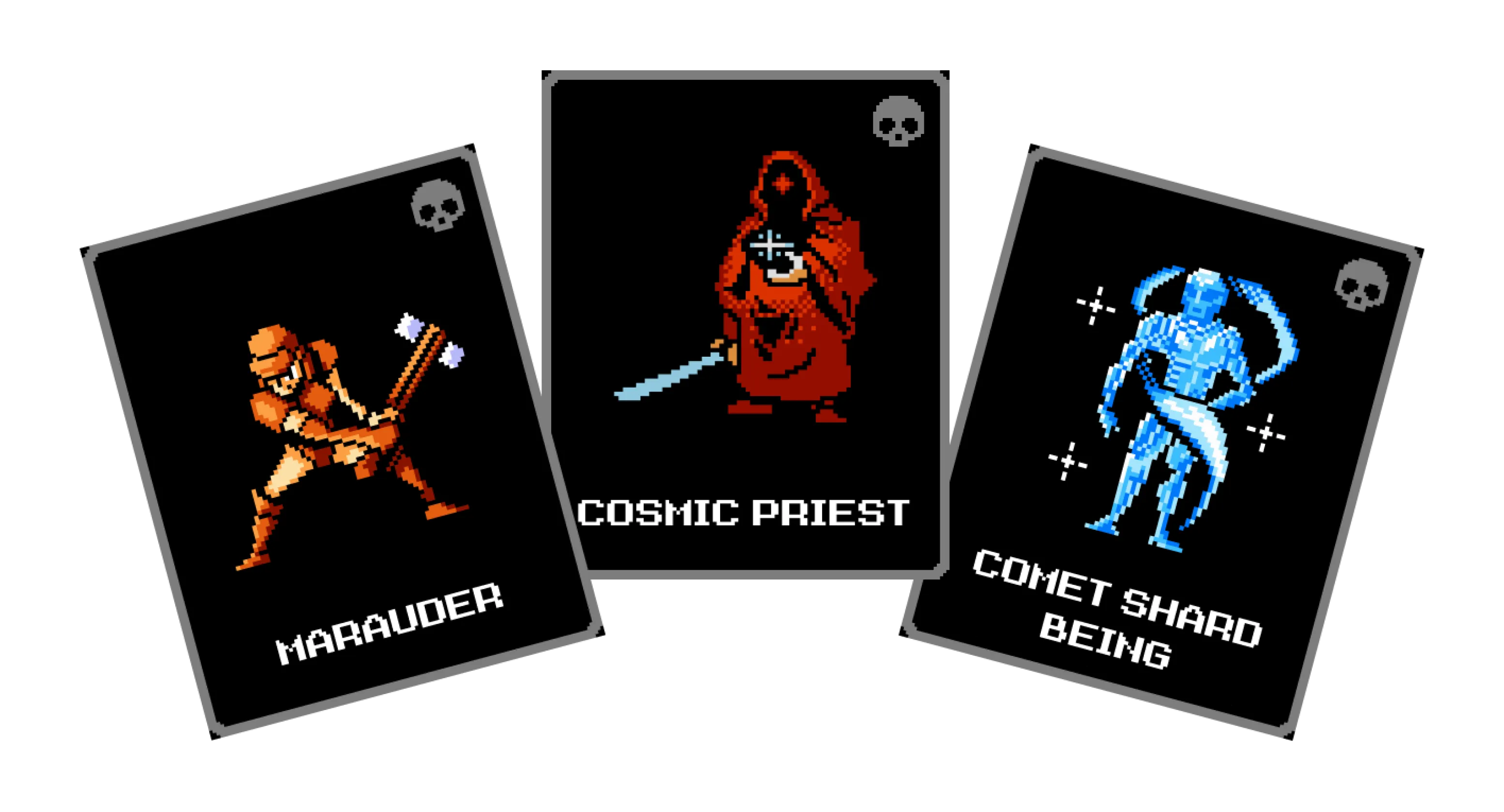 Three cards featuring three different Wrist Warriors enemies